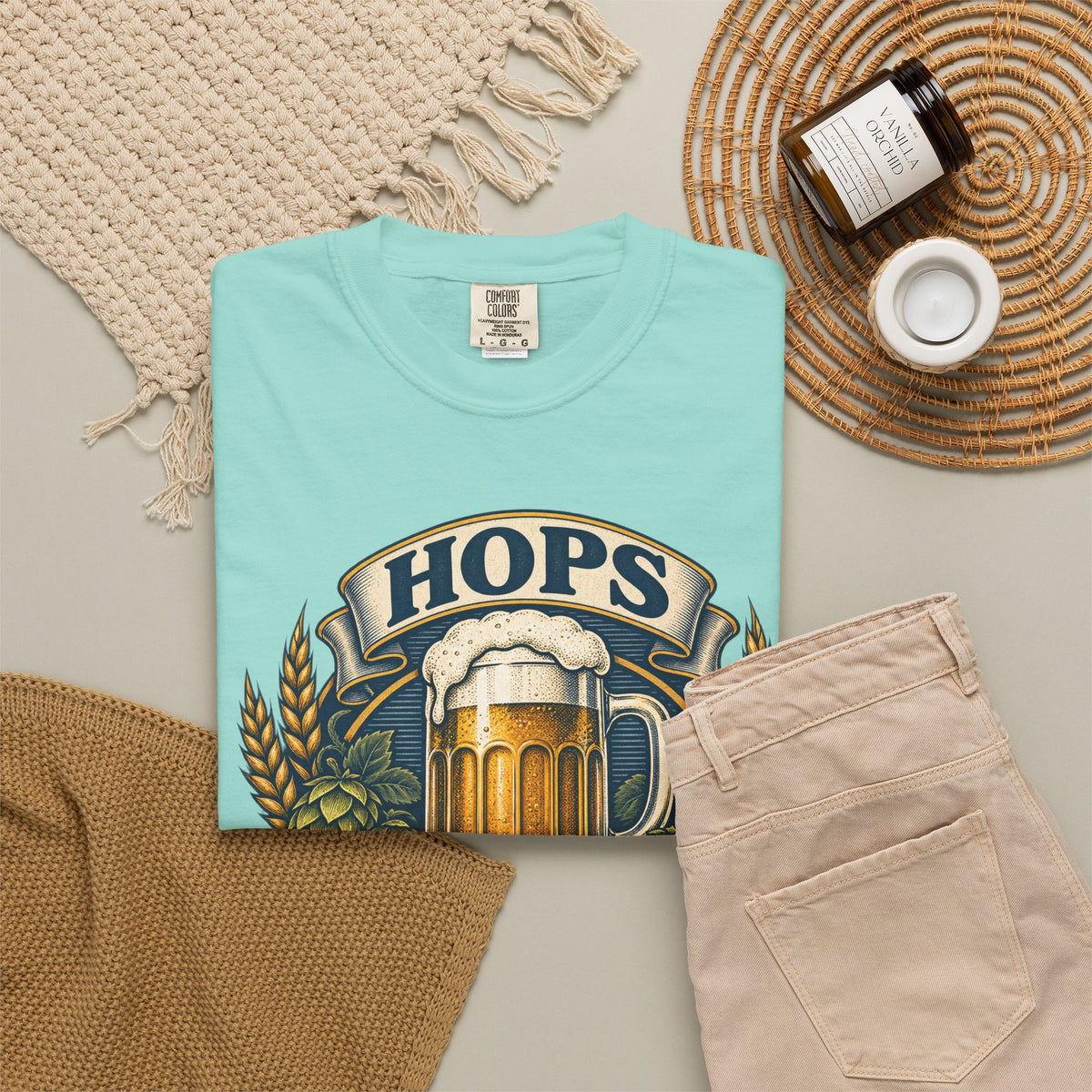 Hops Hope And Happy Hour Garment-Dyed Tee