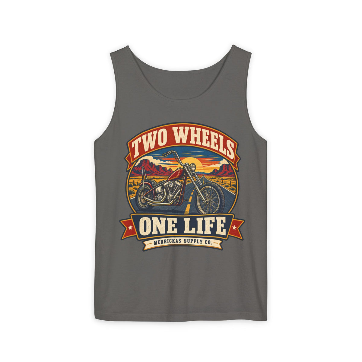 Two Wheels One Life Garment-Dyed Tank