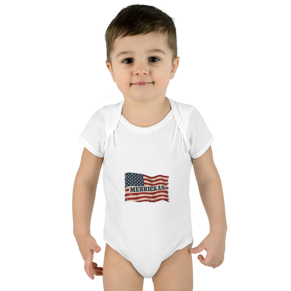Merrickas Flag Baby Onesie