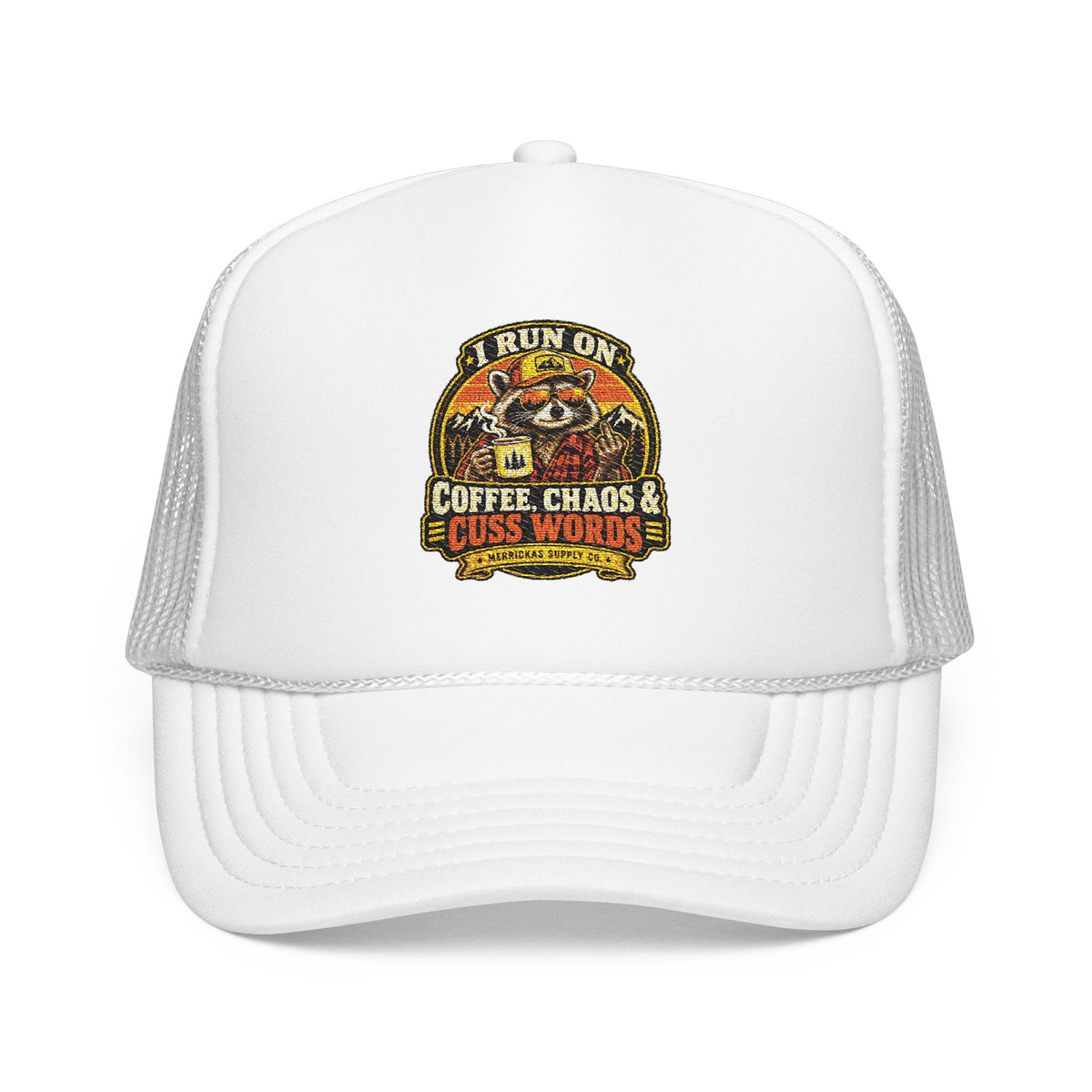 Coffee, Chaos & Cuss Words Foam Trucker Hat