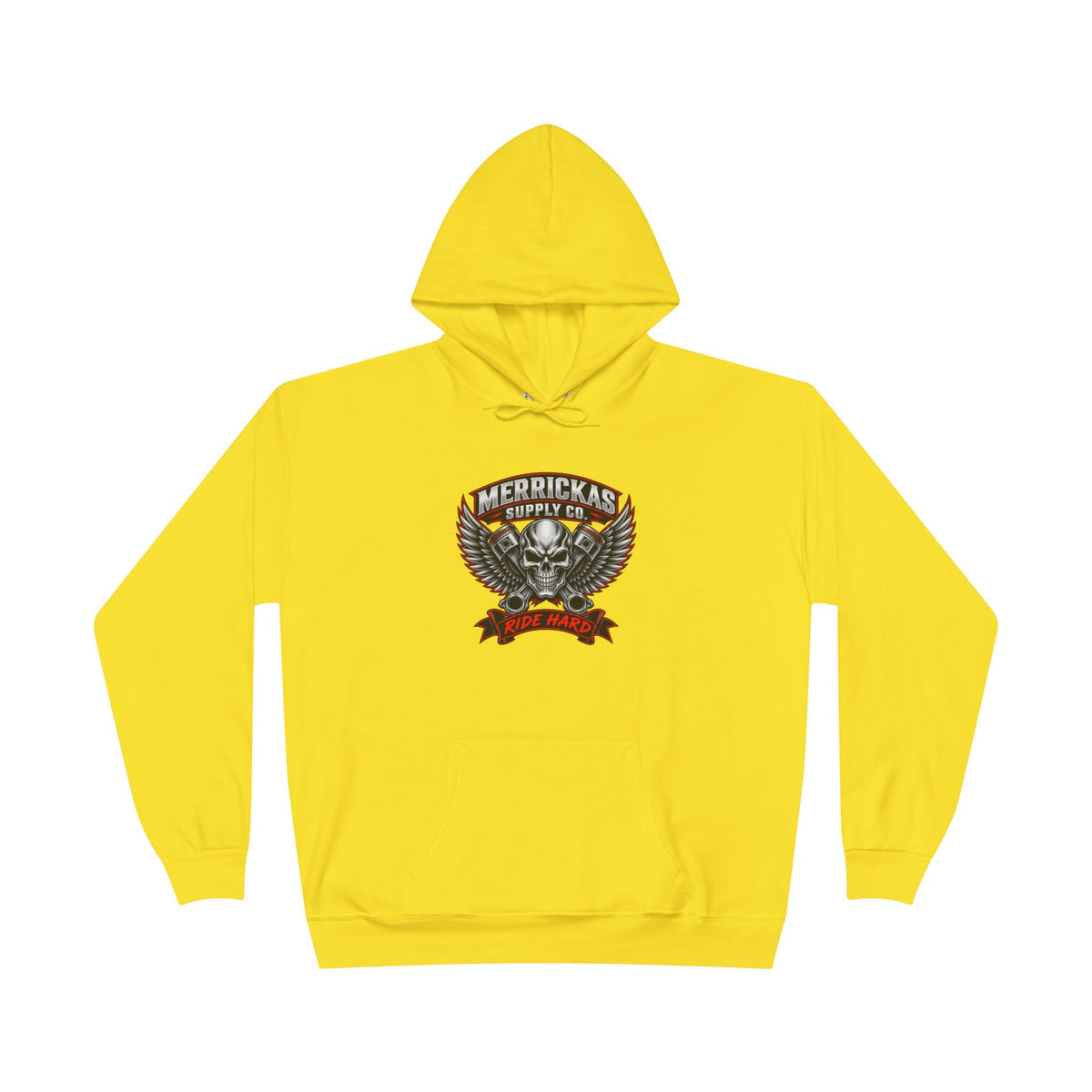 Merrickas Ride Hard Winged Skull Hoodie