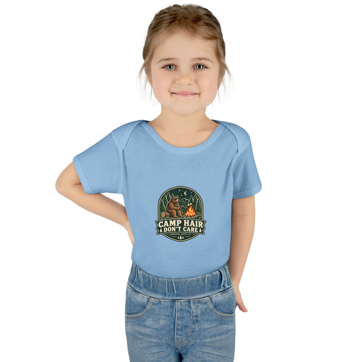 Camp Hair Don't Care Baby Onesie