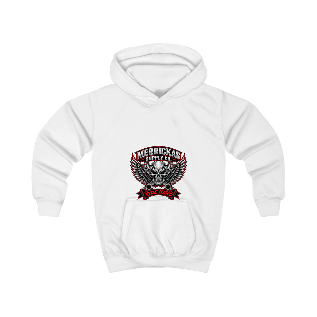 Merrickas Ride Hard Winged Skull Kids' Hoodie