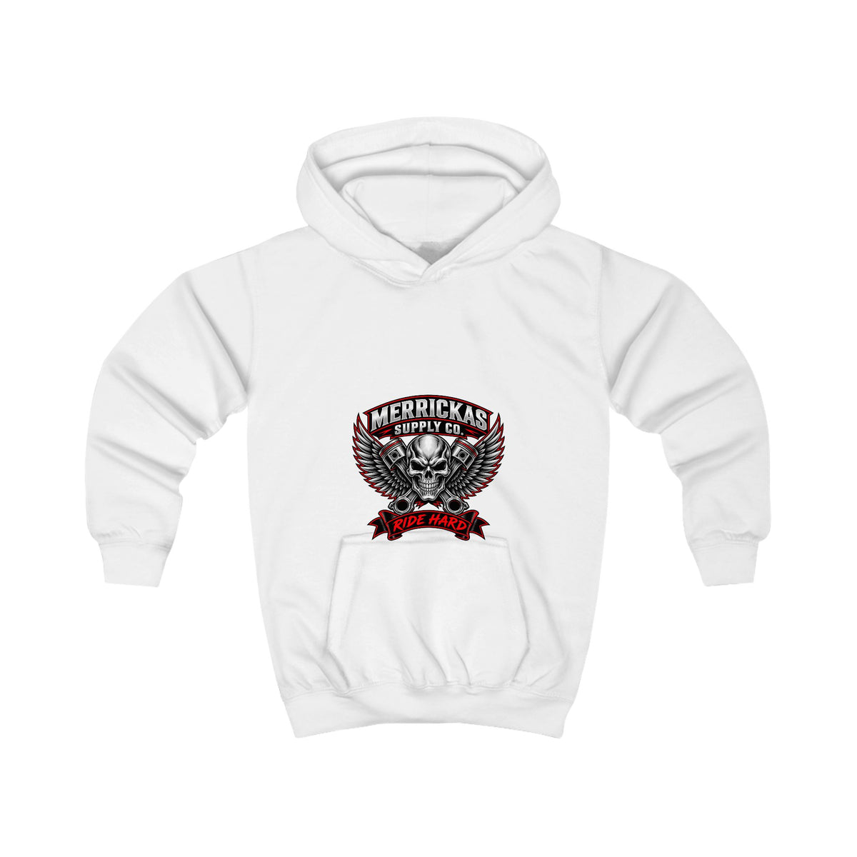 Merrickas Ride Hard Winged Skull Kids' Hoodie