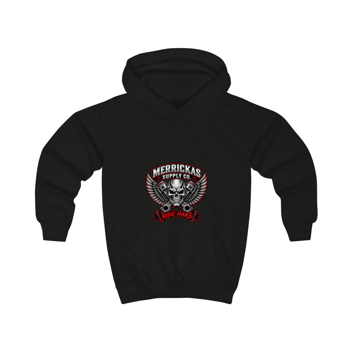 Merrickas Ride Hard Winged Skull Kids' Hoodie