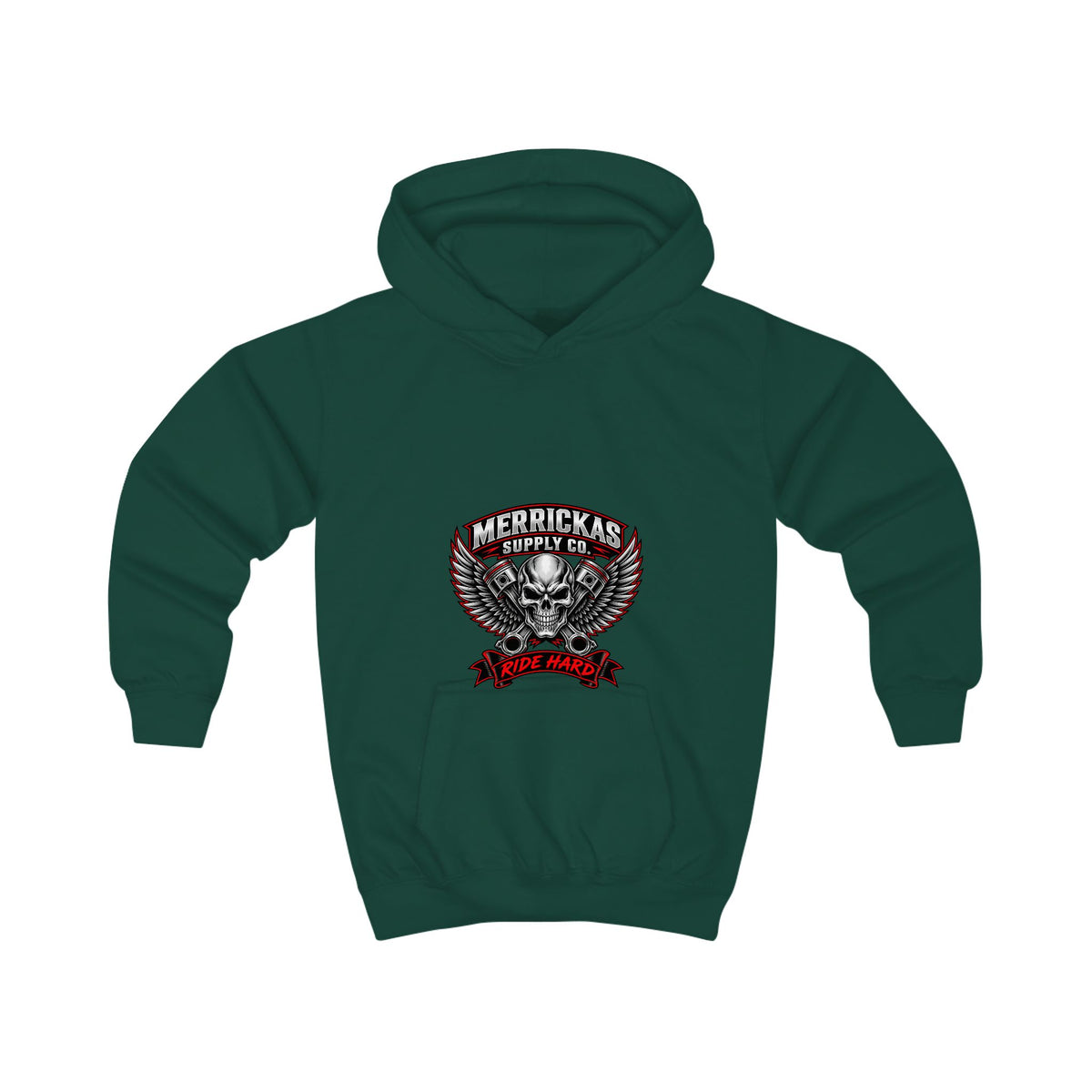 Merrickas Ride Hard Winged Skull Kids' Hoodie