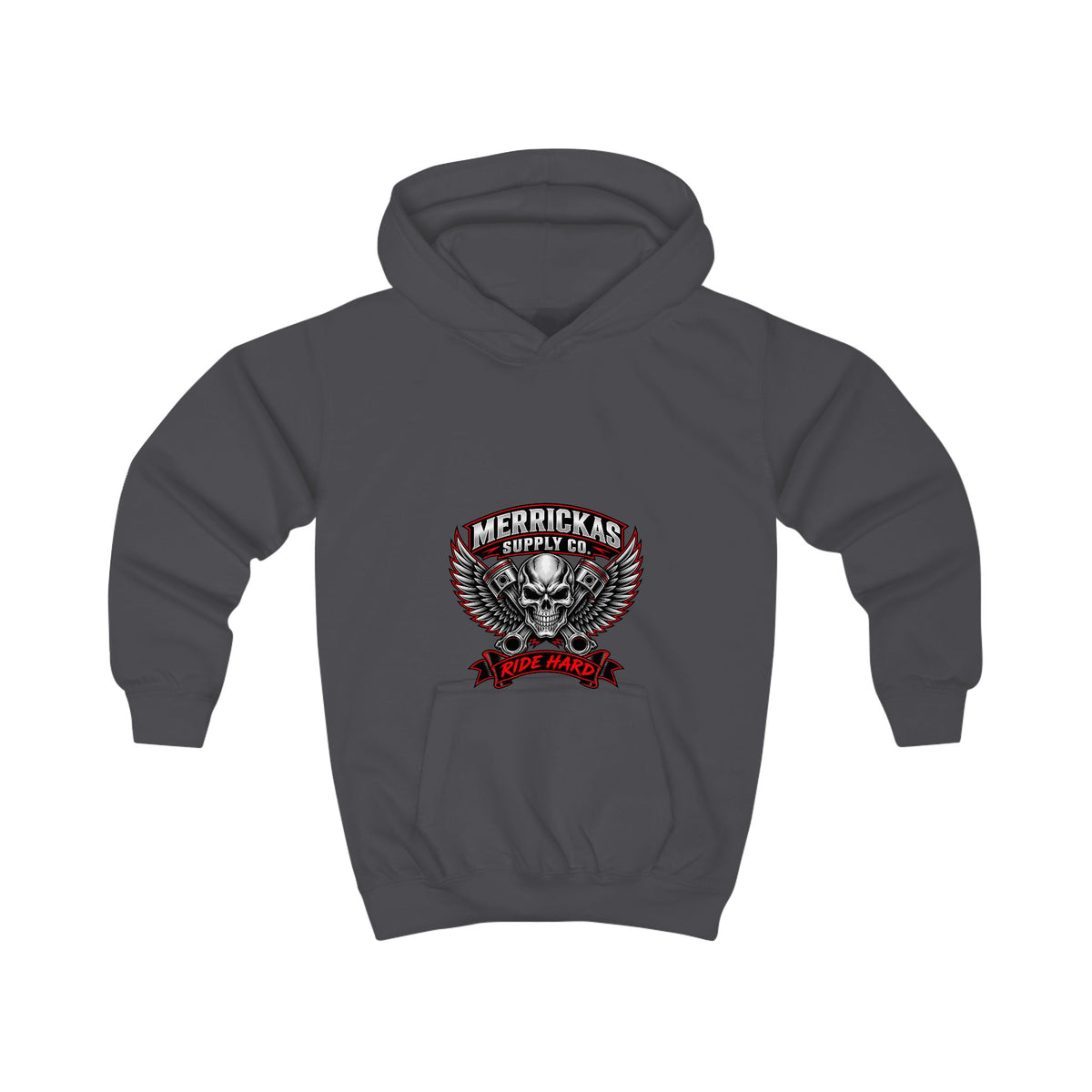 Merrickas Ride Hard Winged Skull Kids' Hoodie