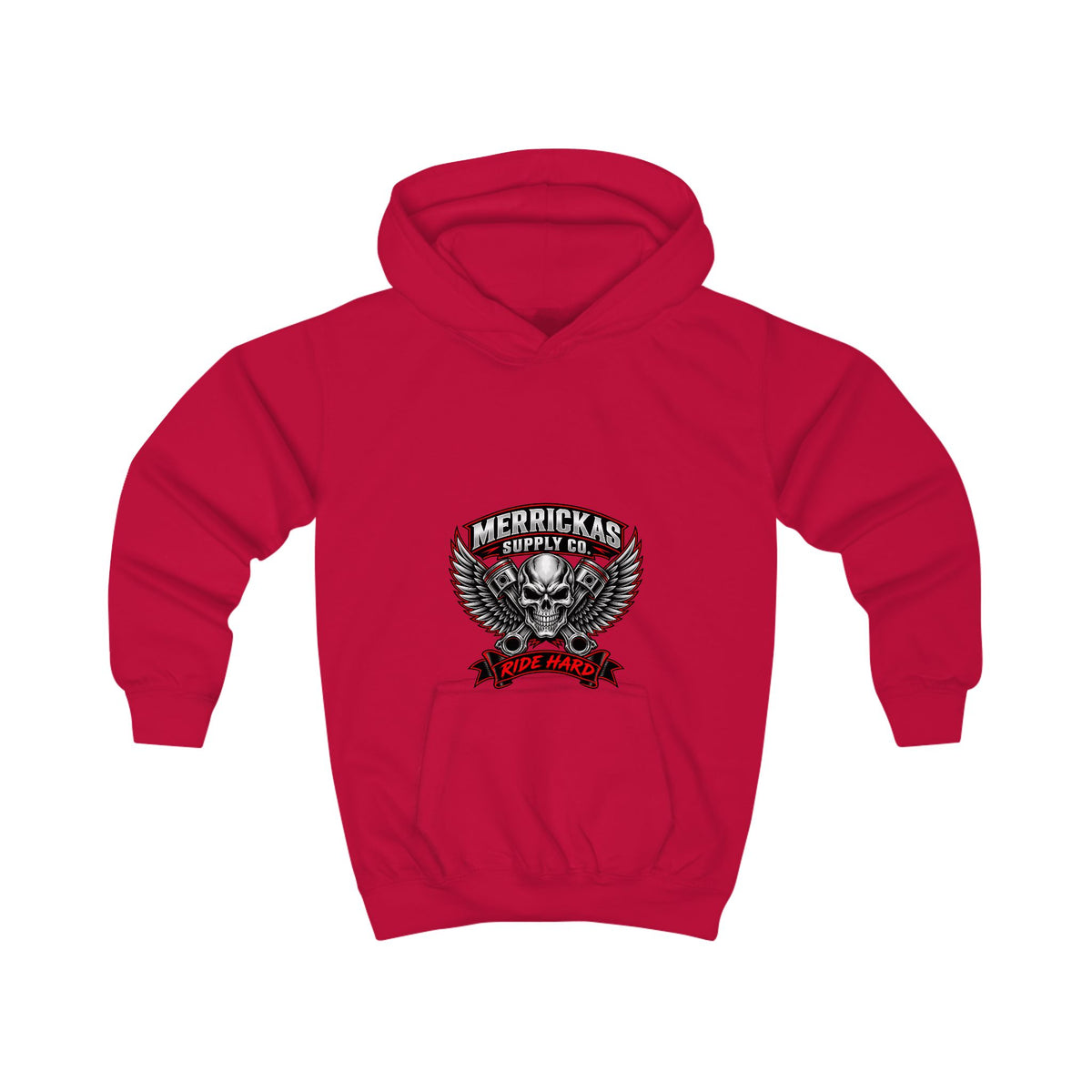 Merrickas Ride Hard Winged Skull Kids' Hoodie