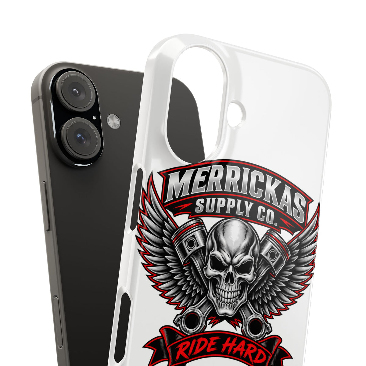 Merrickas Ride Hard Winged Skull Phone Case