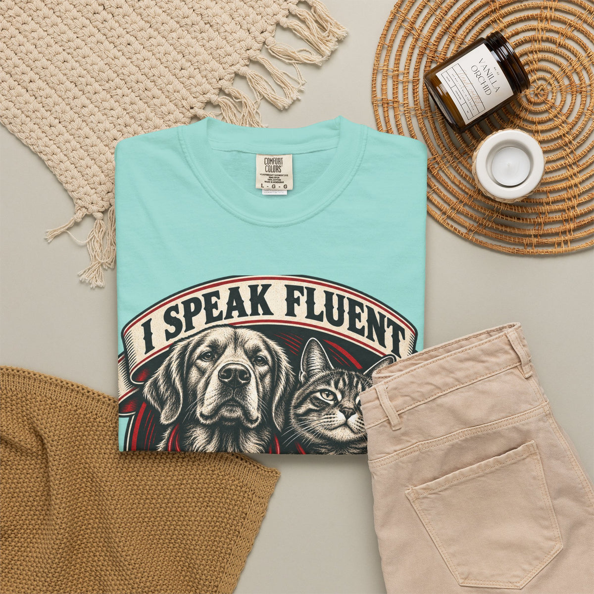 I Speak Fluent Bark And Meow Garment-Dyed Tee