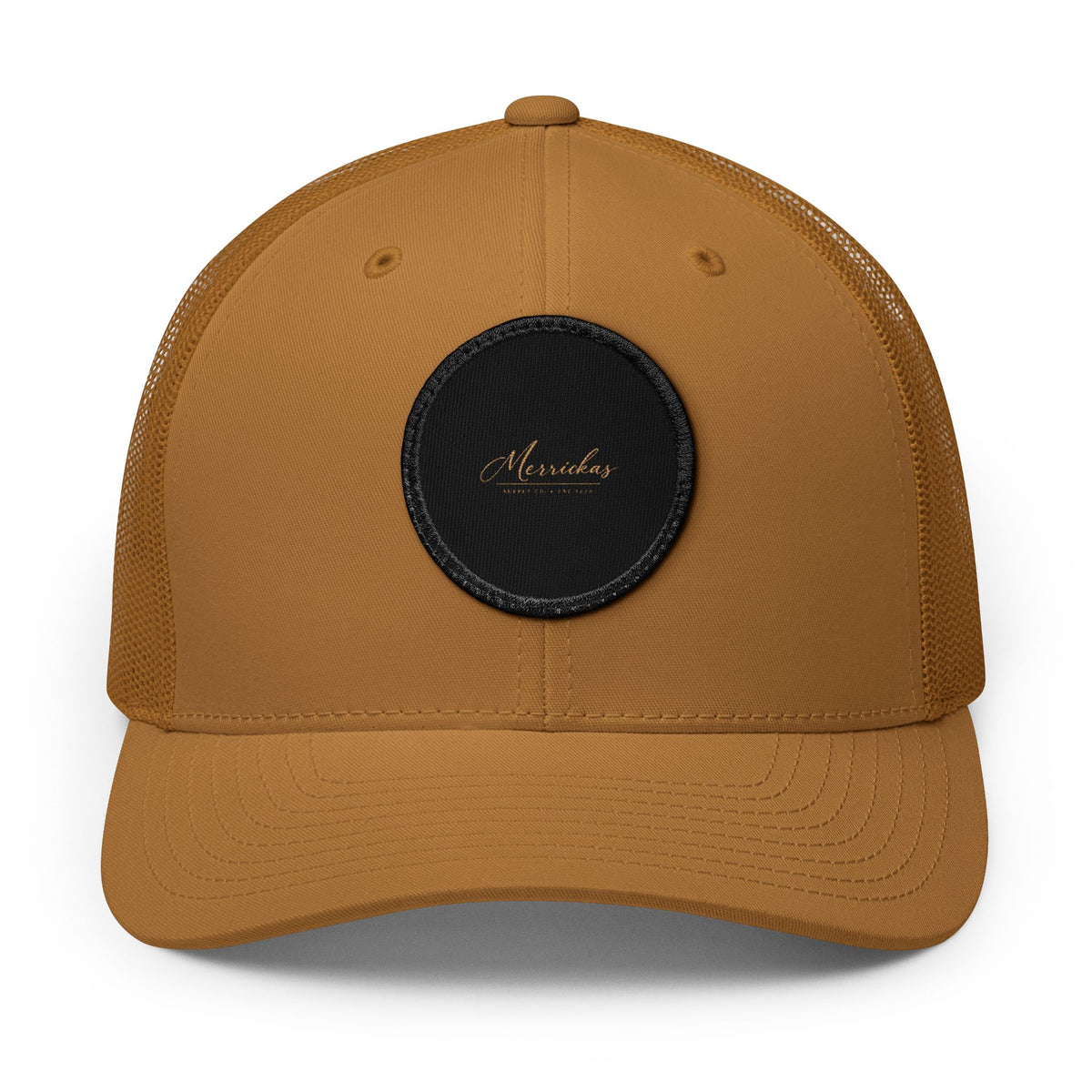 Merrickas Signature Leather Patch Trucker Cap
