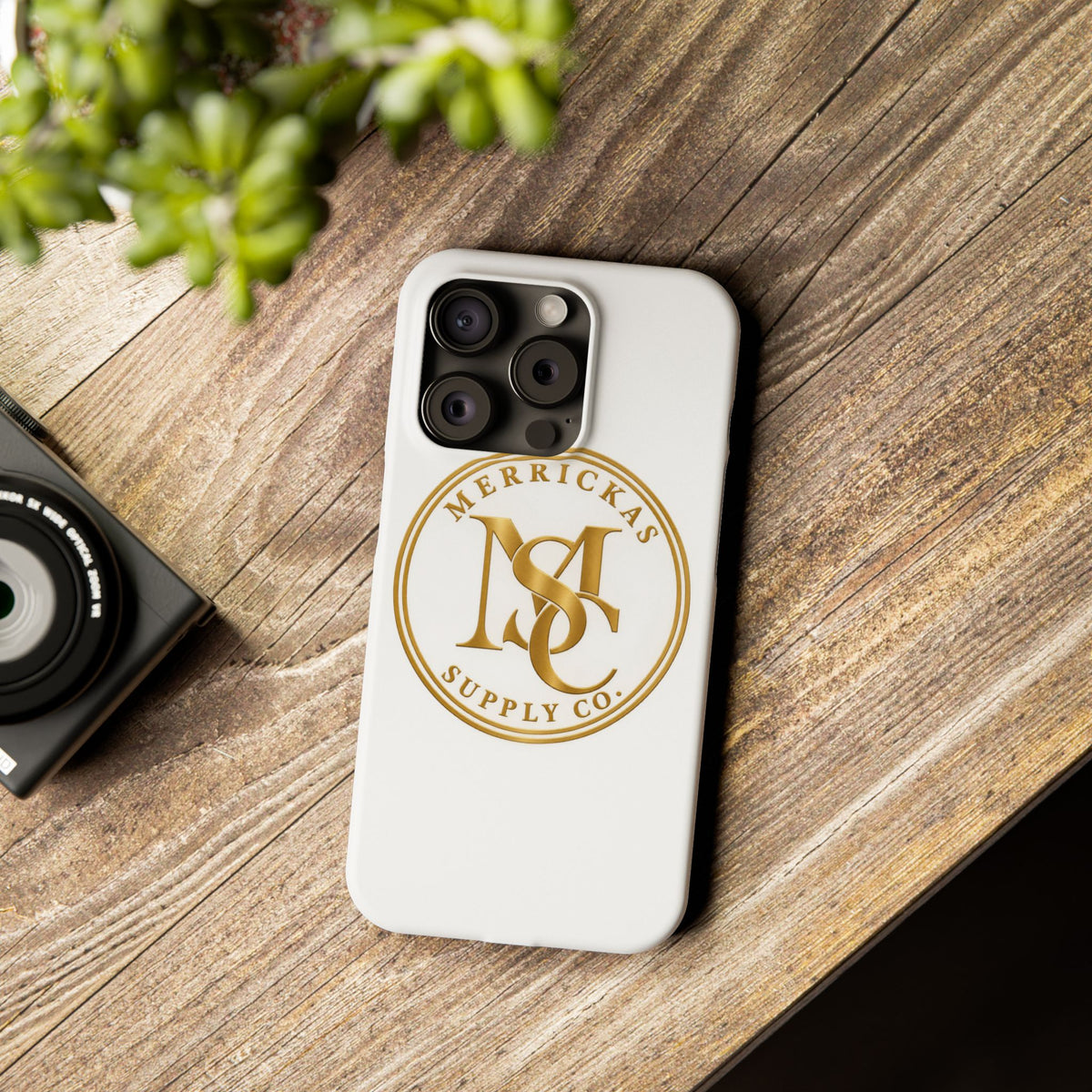 Merrickas Gold MSC Monogram Phone Case