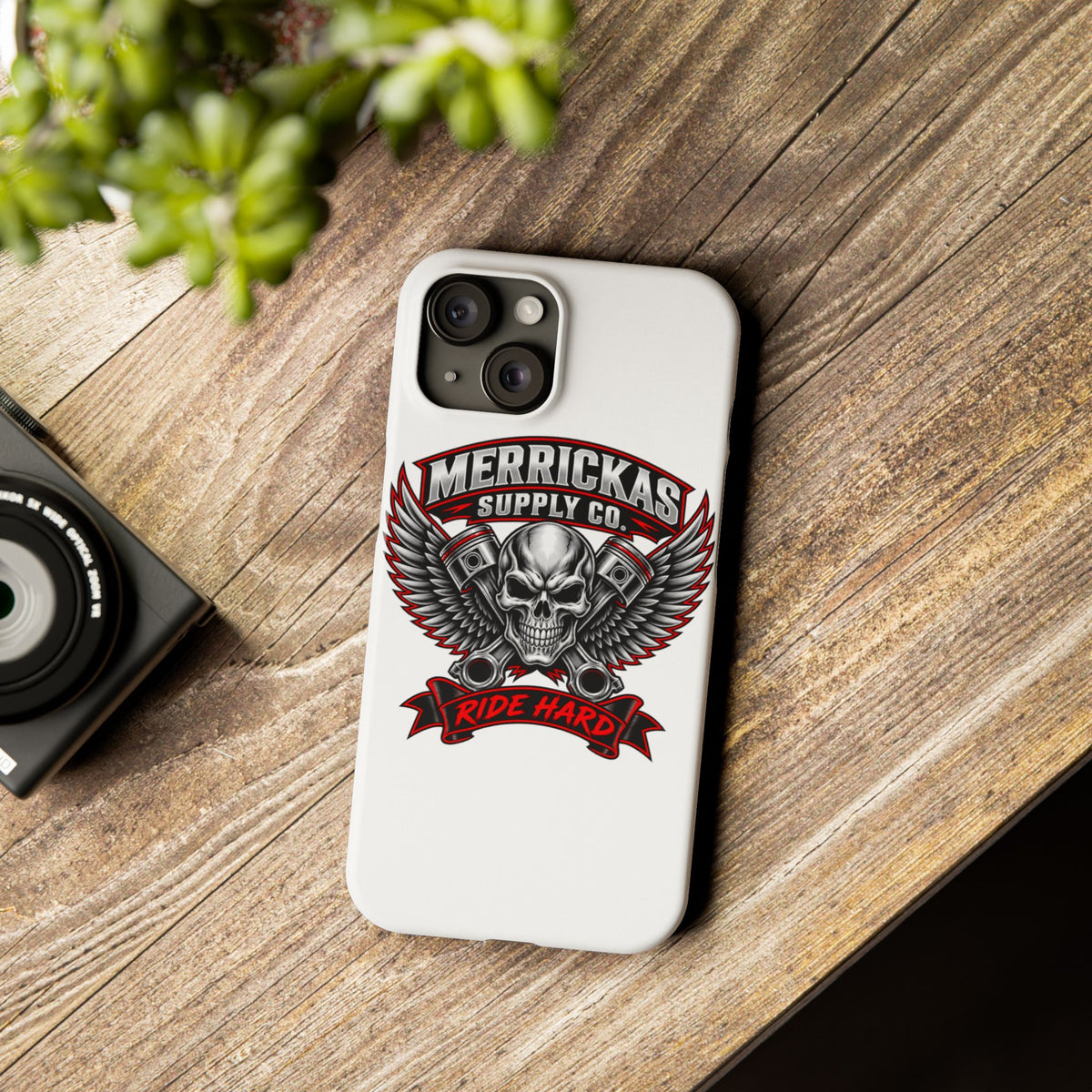 Merrickas Ride Hard Winged Skull Phone Case