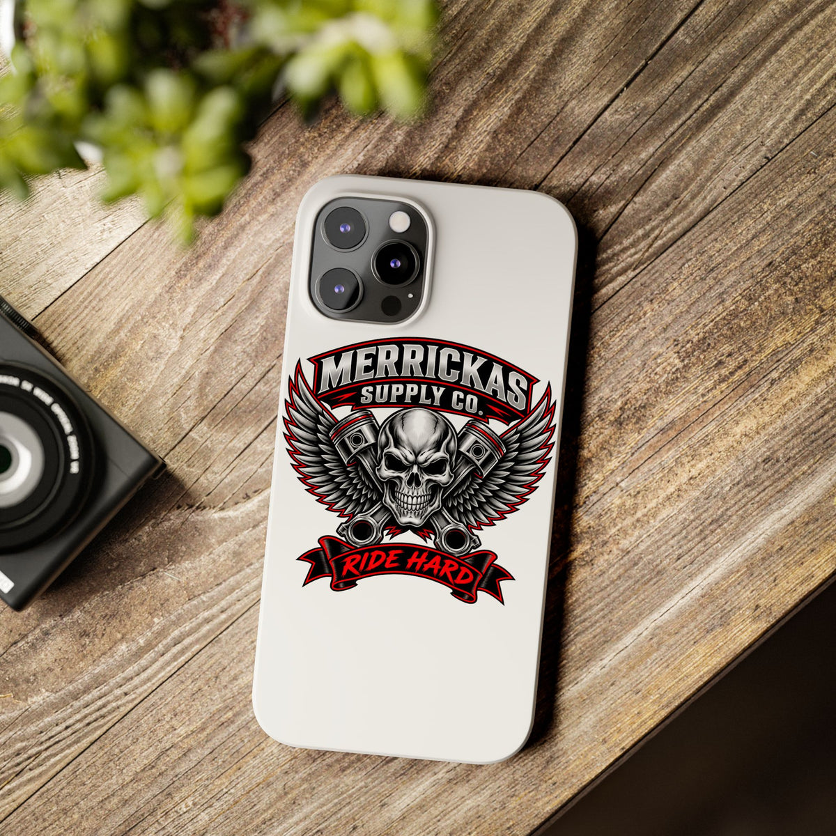 Merrickas Ride Hard Winged Skull Phone Case