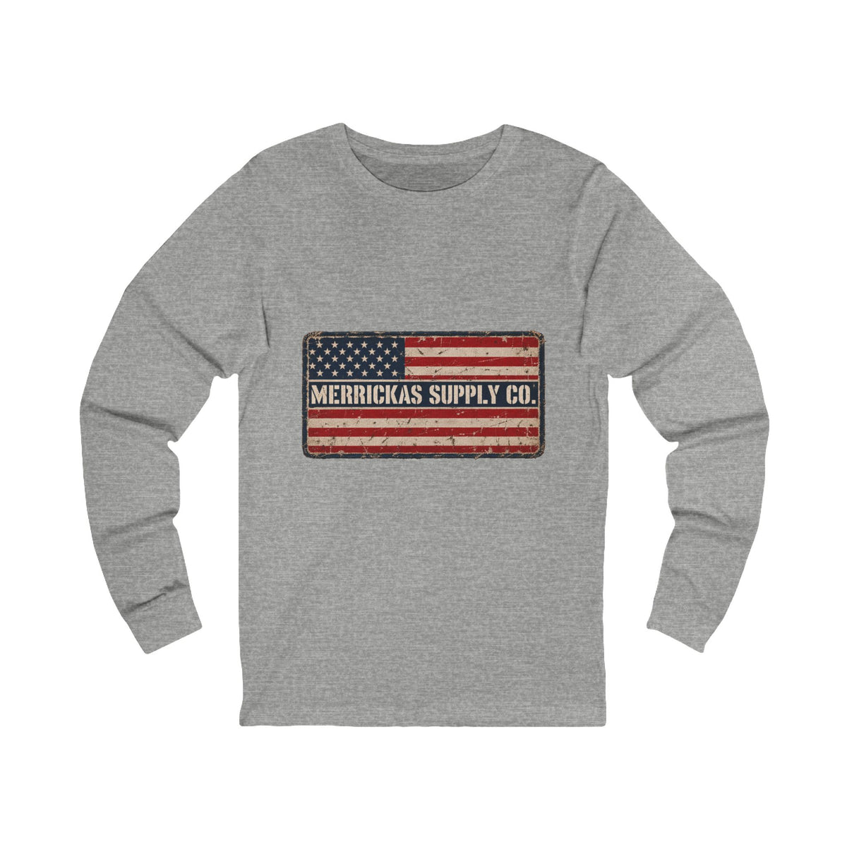 Merrickas American Flag Patch Long Sleeve Tee