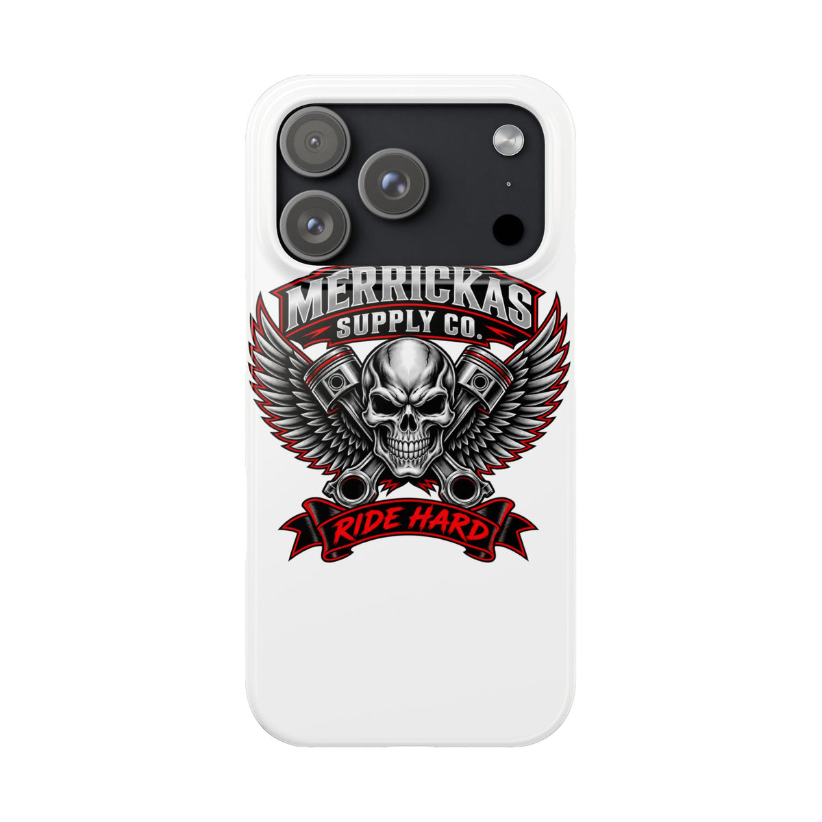 Merrickas Ride Hard Winged Skull Phone Case