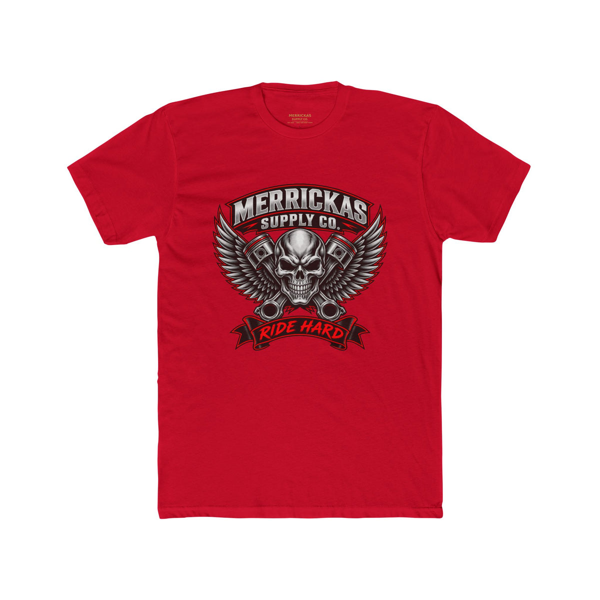 Merrickas Ride Hard Winged Skull T-Shirt