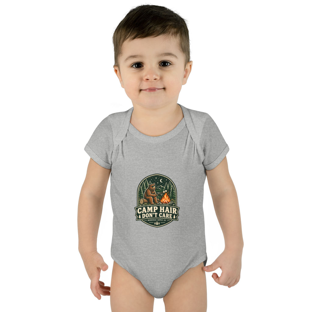 Camp Hair Don't Care Baby Onesie