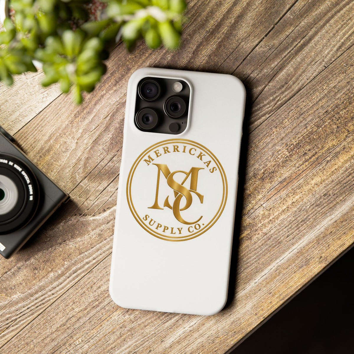 Merrickas Gold MSC Monogram Phone Case