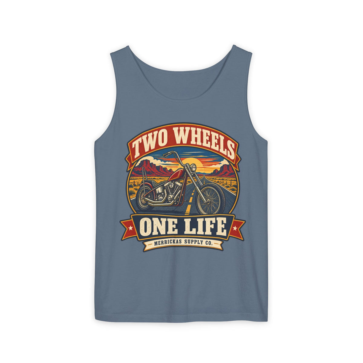 Two Wheels One Life Garment-Dyed Tank