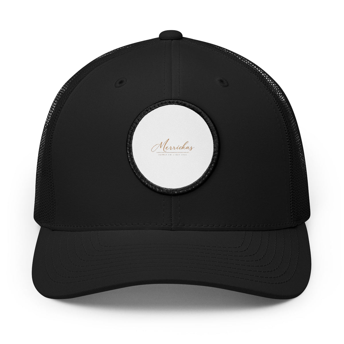 Merrickas Signature Leather Patch Trucker Cap