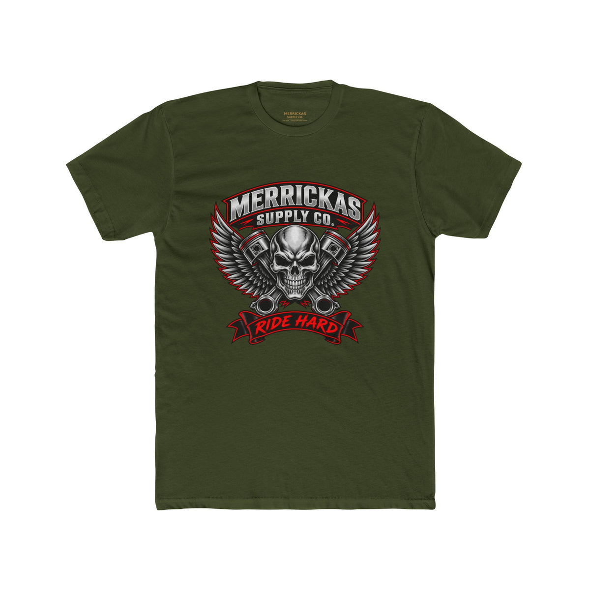 Merrickas Ride Hard Winged Skull T-Shirt