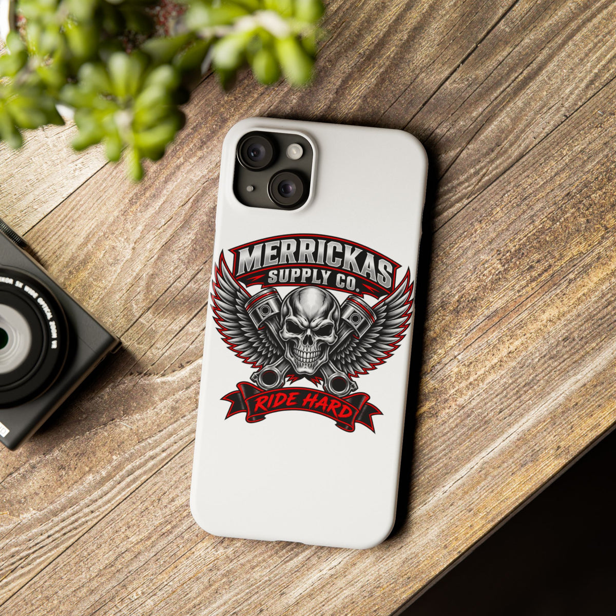Merrickas Ride Hard Winged Skull Phone Case