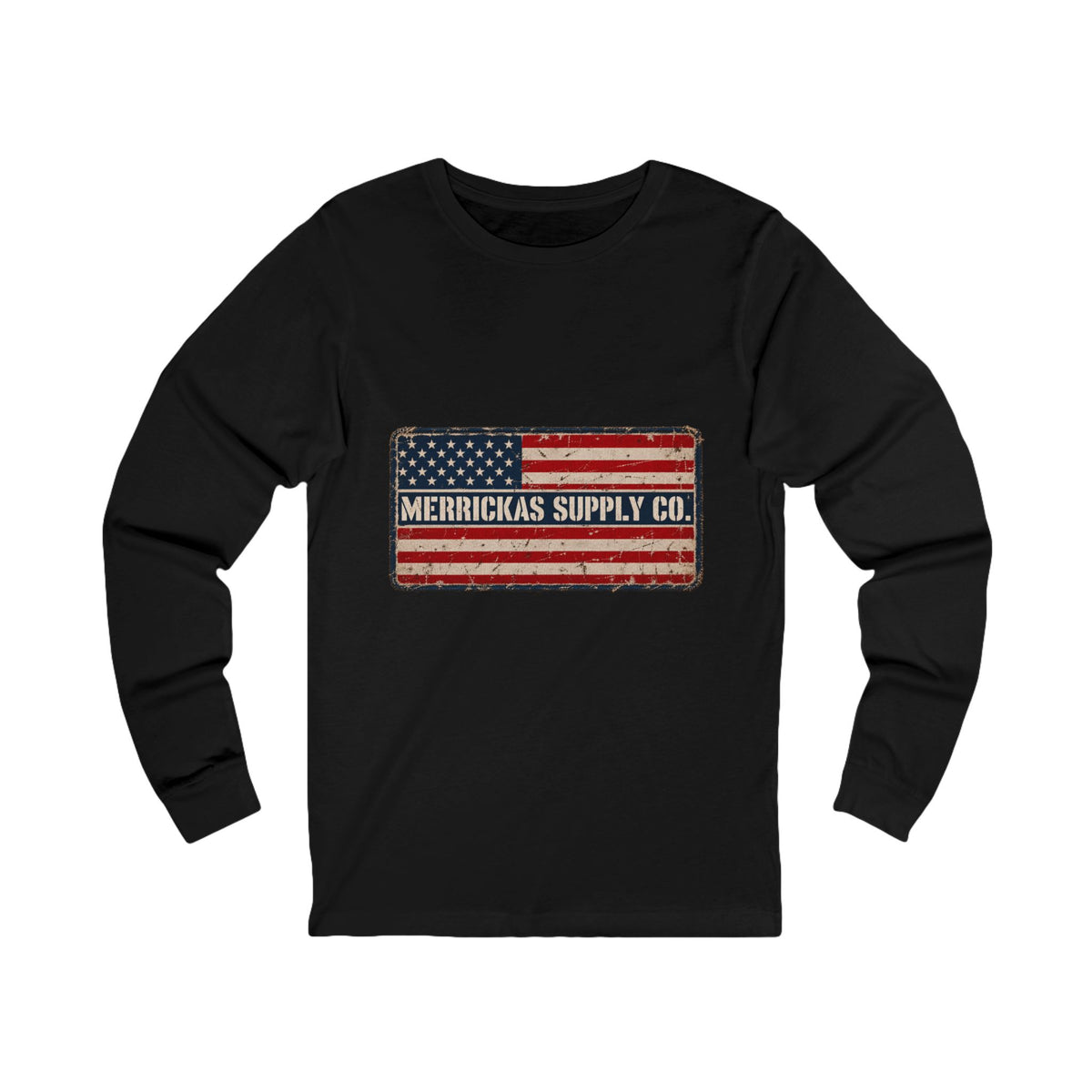Merrickas American Flag Patch Long Sleeve Tee