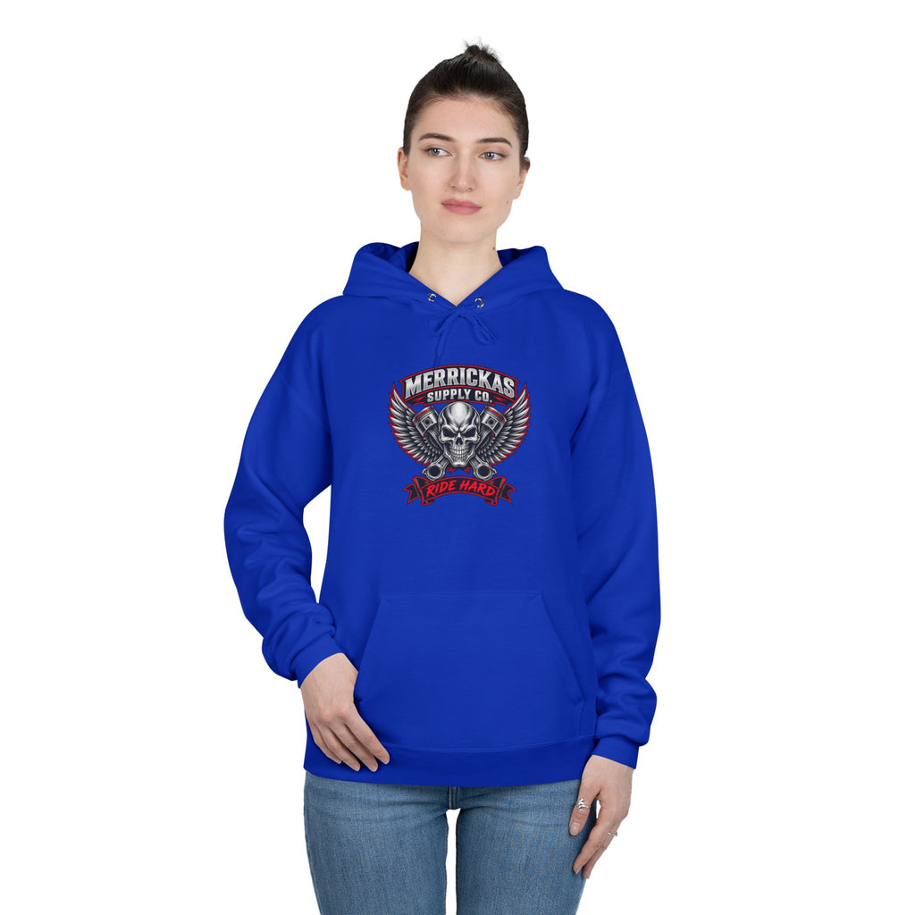 Merrickas Ride Hard Winged Skull Hoodie