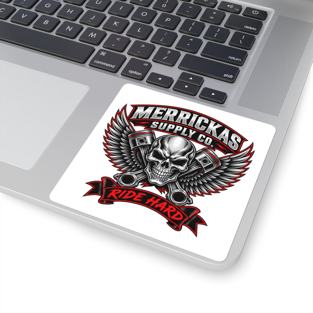 Merrickas Ride Hard Winged Skull Sticker