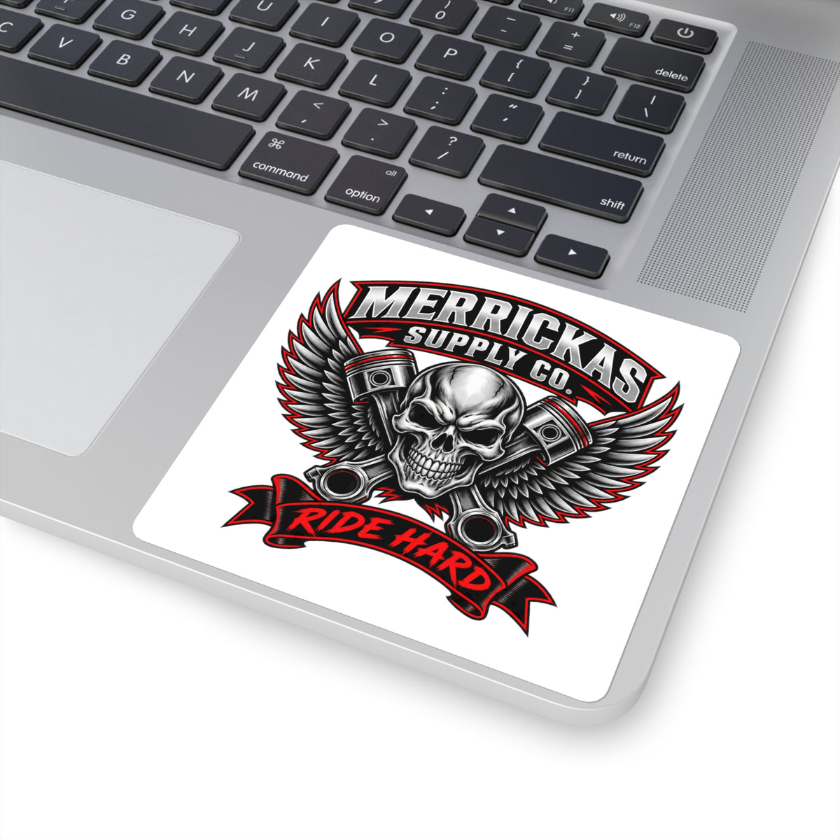 Merrickas Ride Hard Winged Skull Sticker