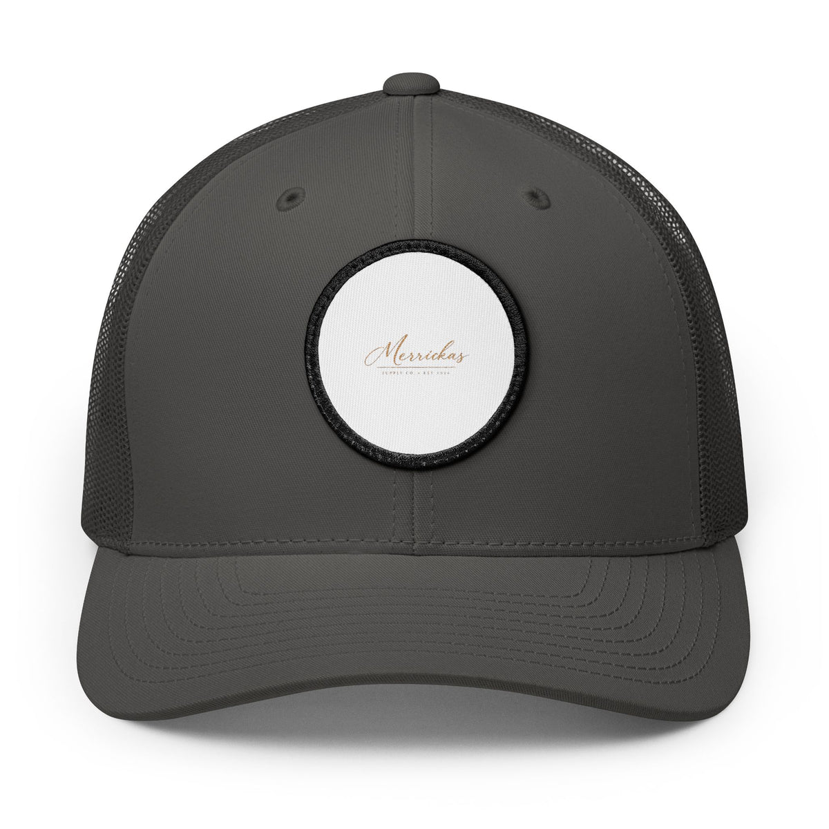 Merrickas Signature Leather Patch Trucker Cap
