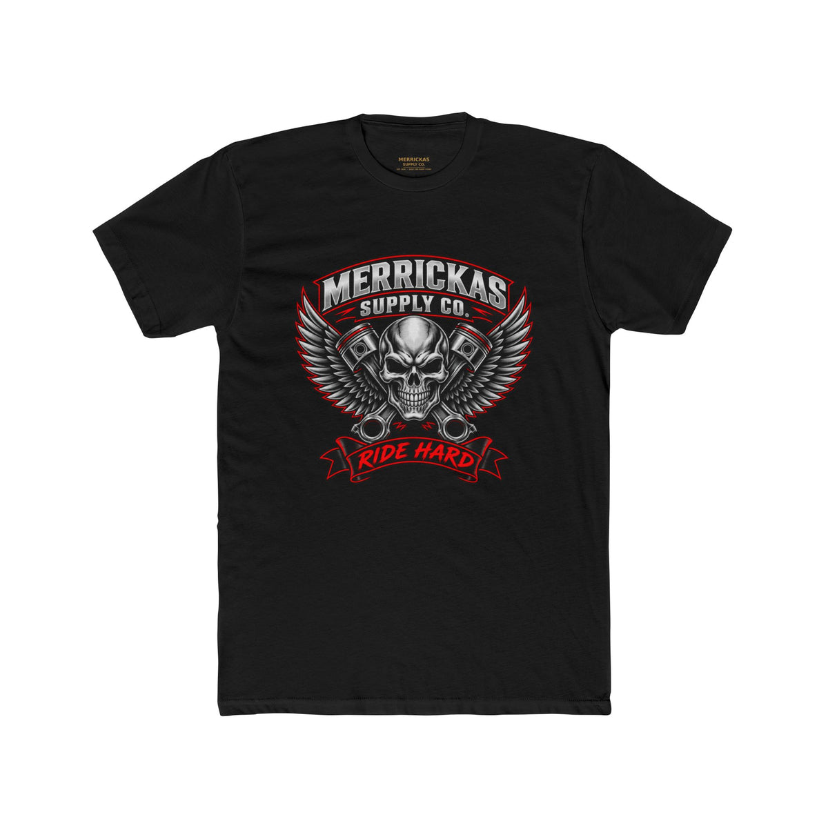 Merrickas Ride Hard Winged Skull T-Shirt