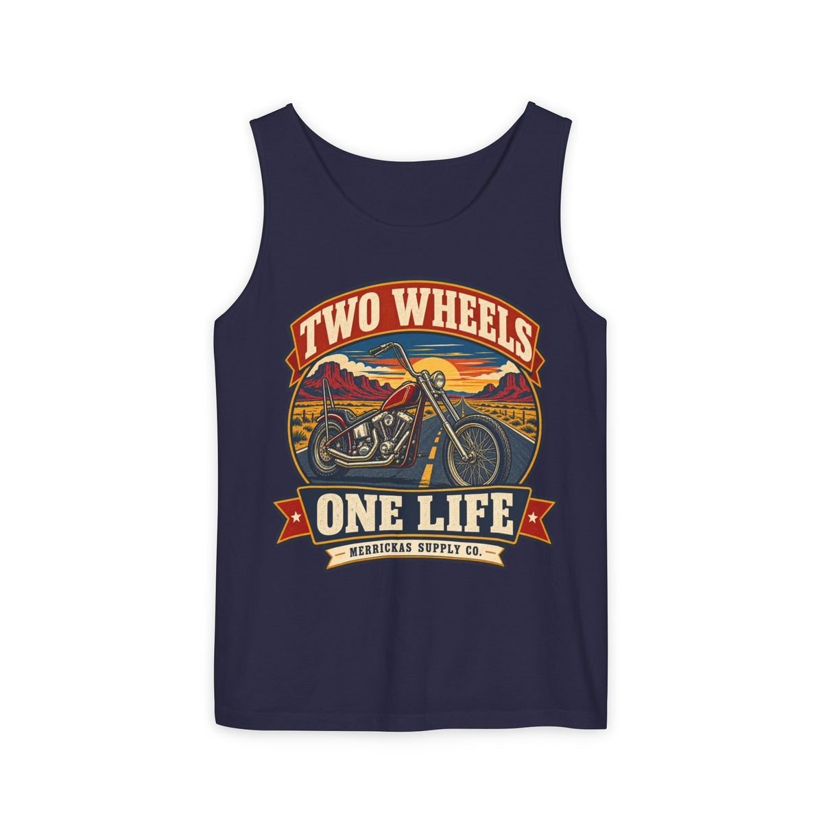 Two Wheels One Life Garment-Dyed Tank