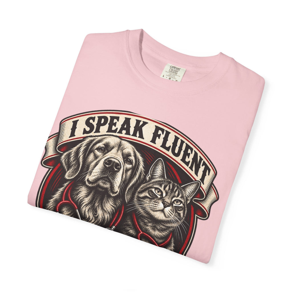 I Speak Fluent Bark And Meow Garment-Dyed Tee