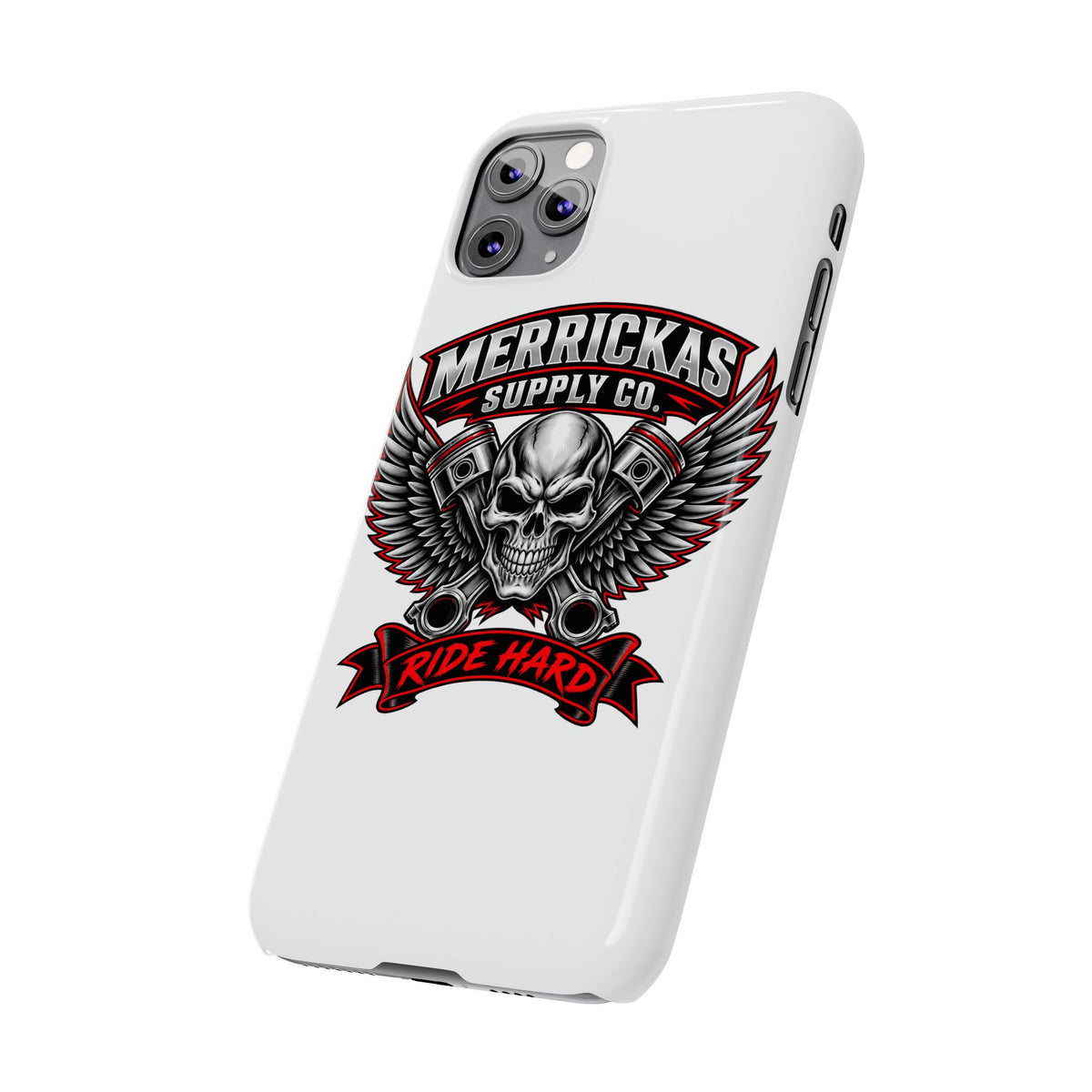 Merrickas Ride Hard Winged Skull Phone Case