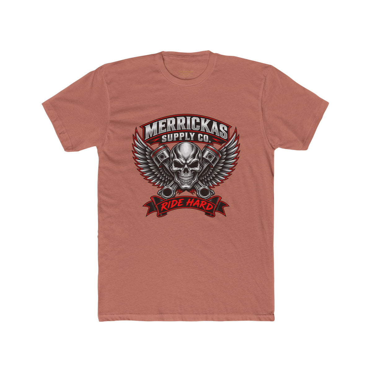 Merrickas Ride Hard Winged Skull T-Shirt