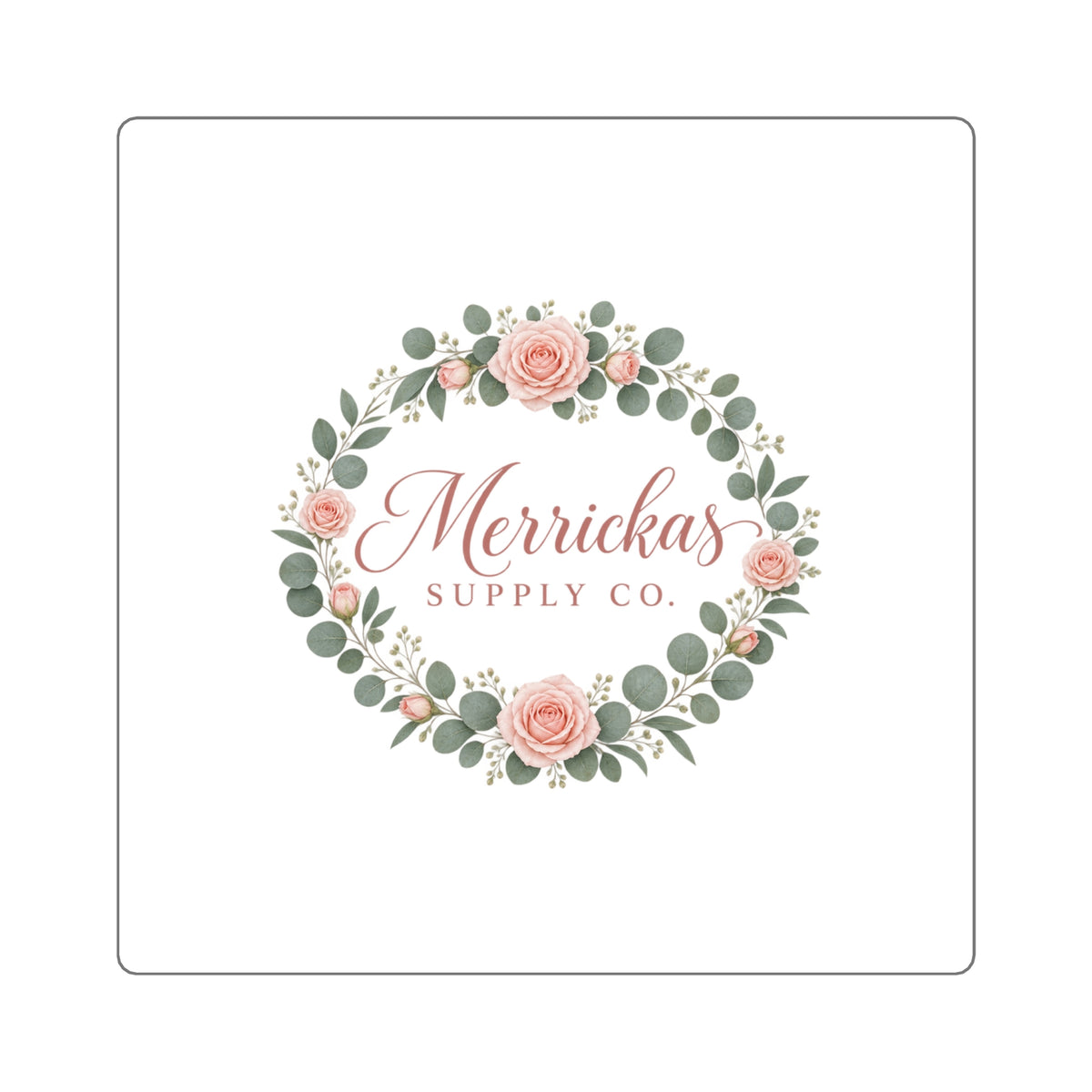 Merrickas Rose Wreath Script Sticker