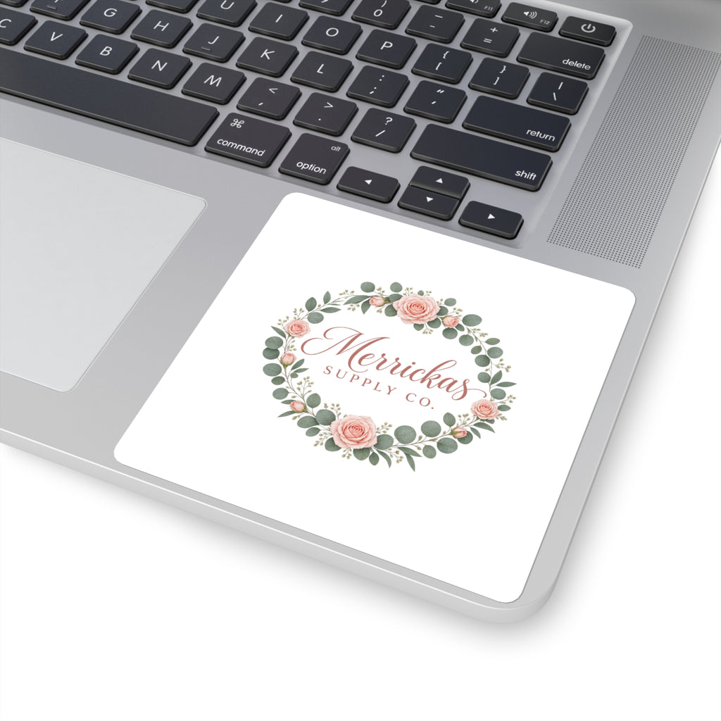 Merrickas Rose Wreath Script Sticker