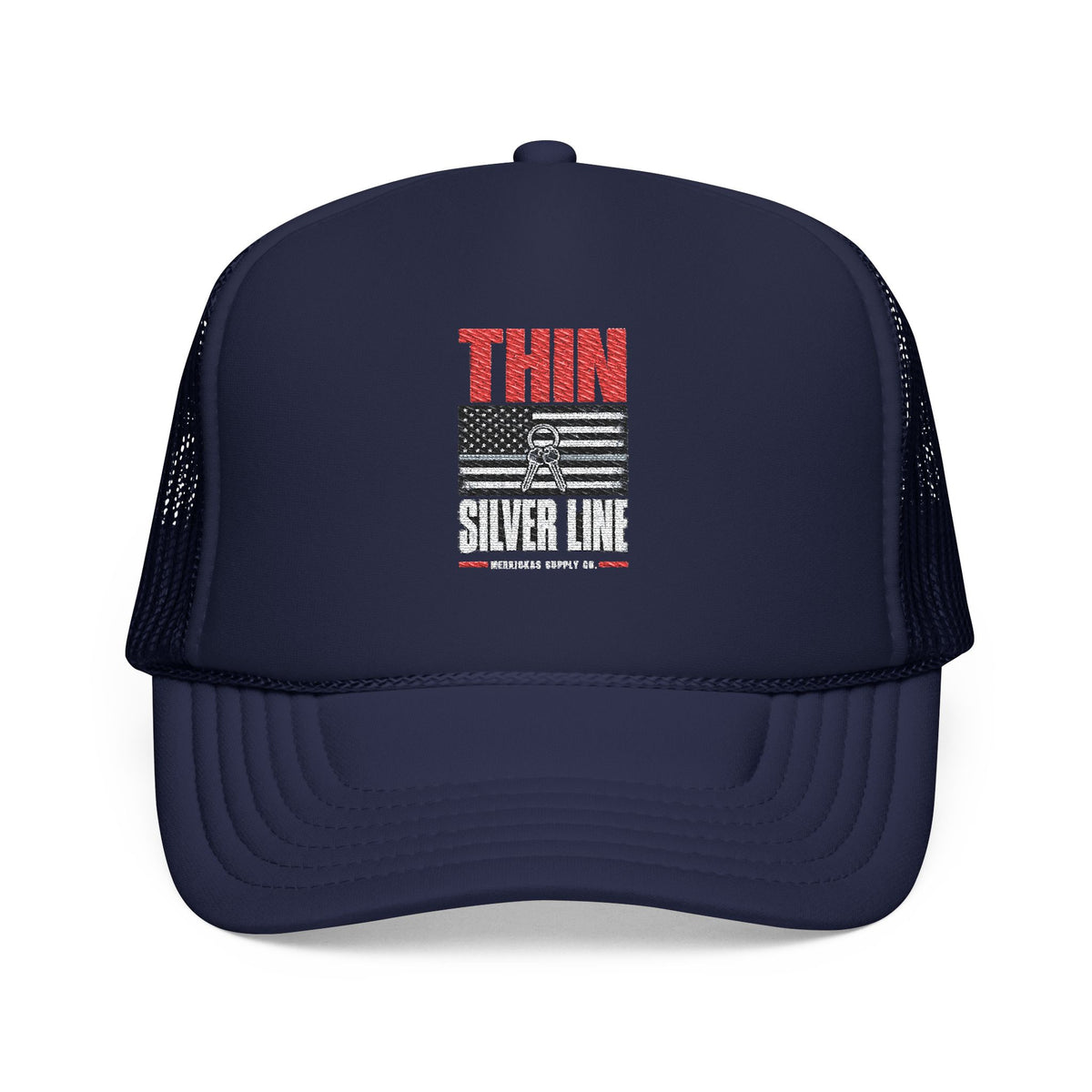 Thin Silver Line Foam Trucker Hat