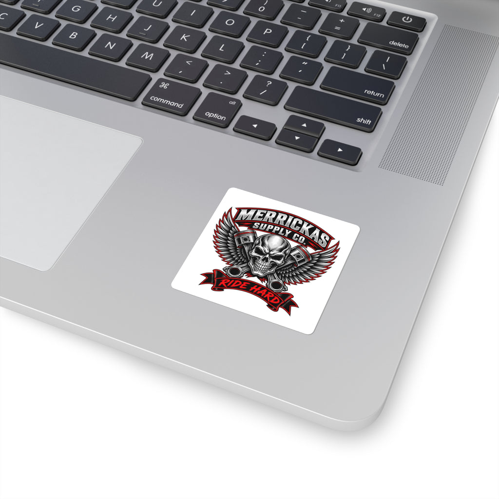Merrickas Ride Hard Winged Skull Sticker