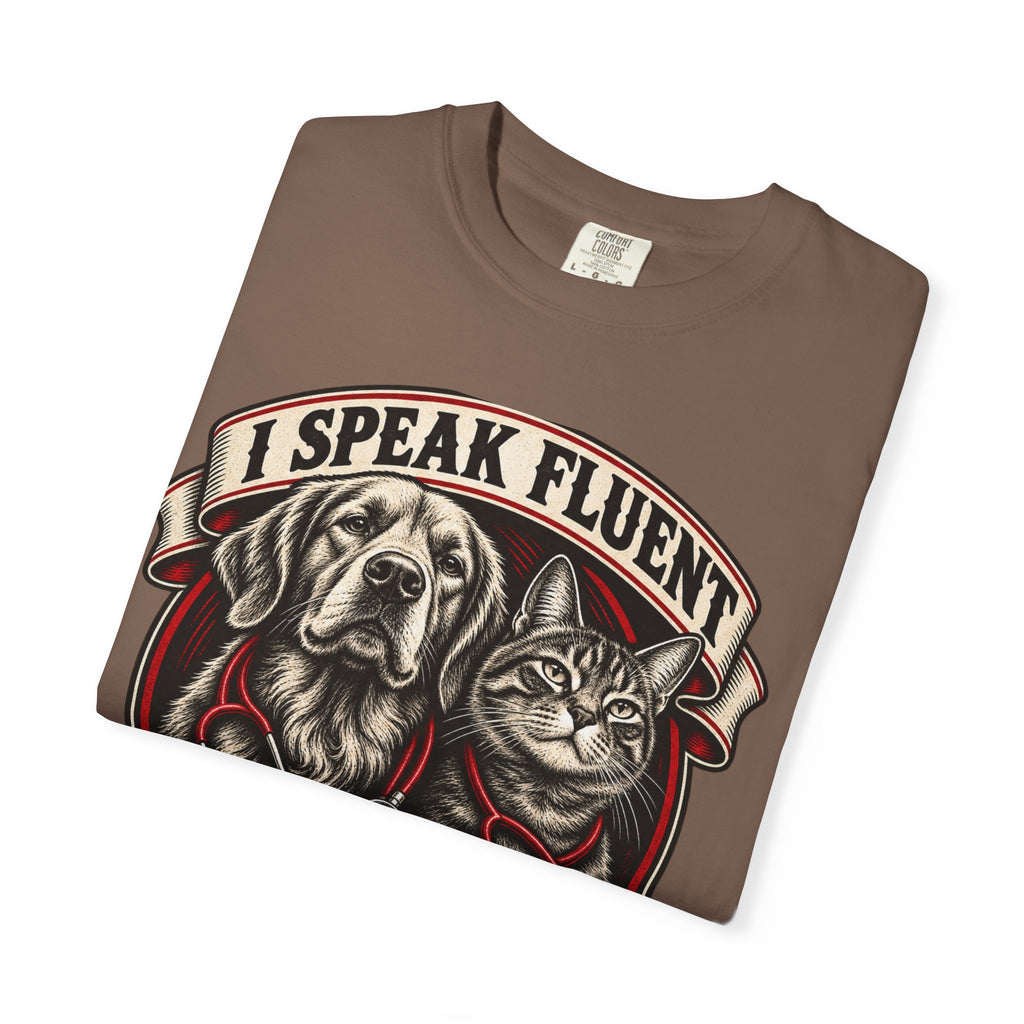 I Speak Fluent Bark And Meow Garment-Dyed Tee