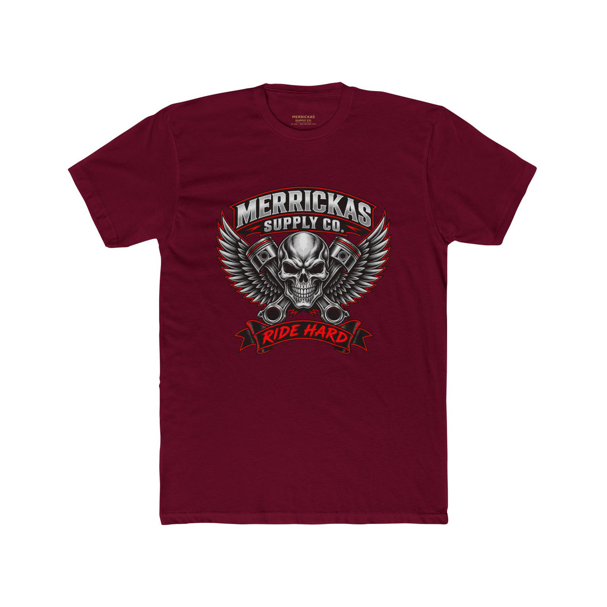 Merrickas Ride Hard Winged Skull T-Shirt