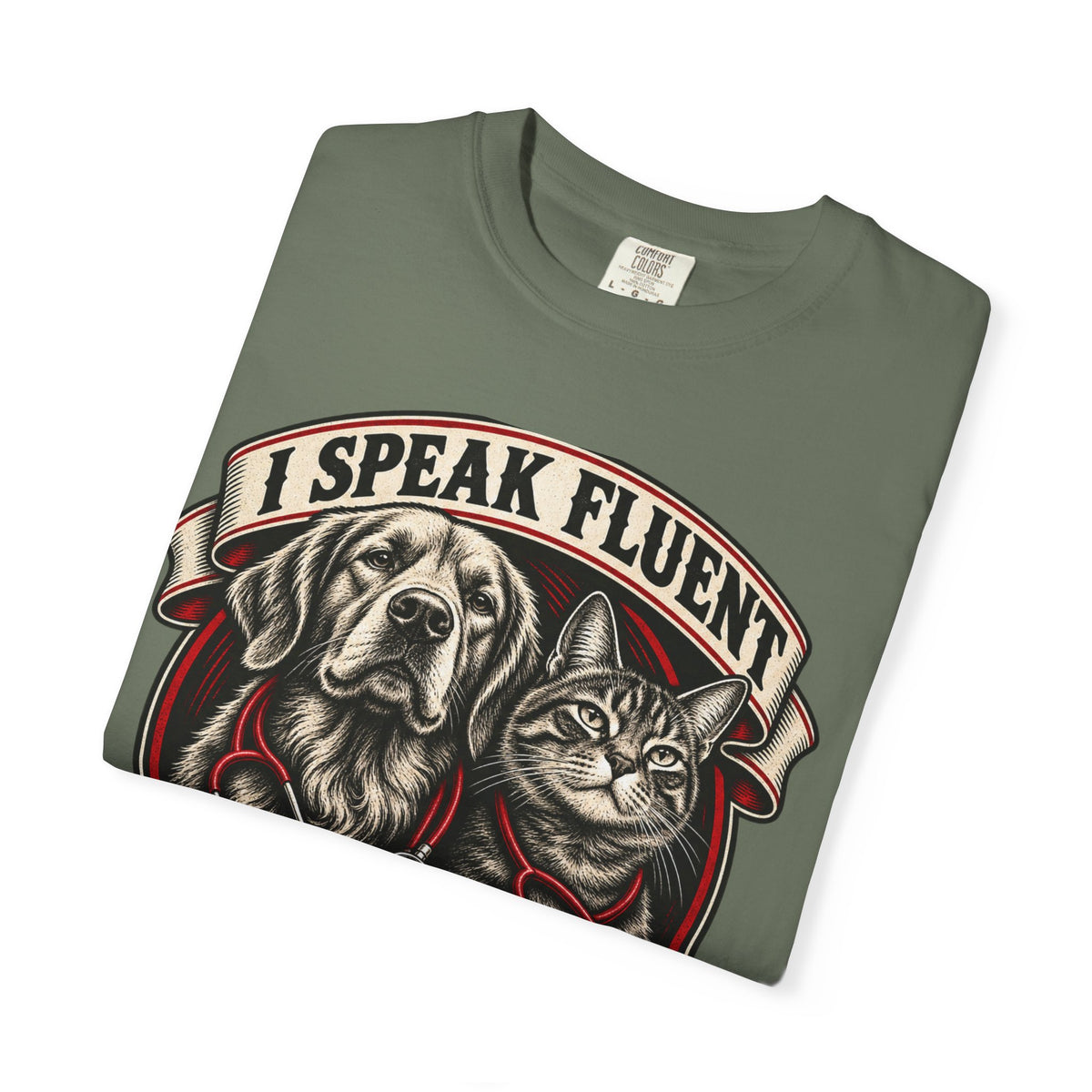 I Speak Fluent Bark And Meow Garment-Dyed Tee