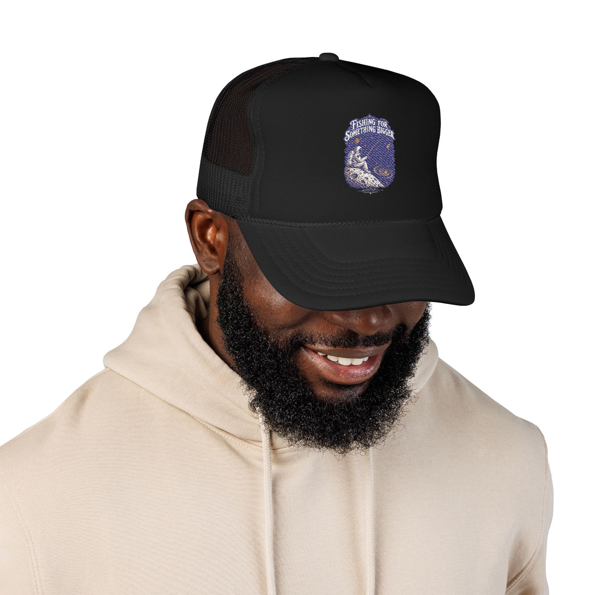 Fishing For Something Bigger Foam Trucker Hat