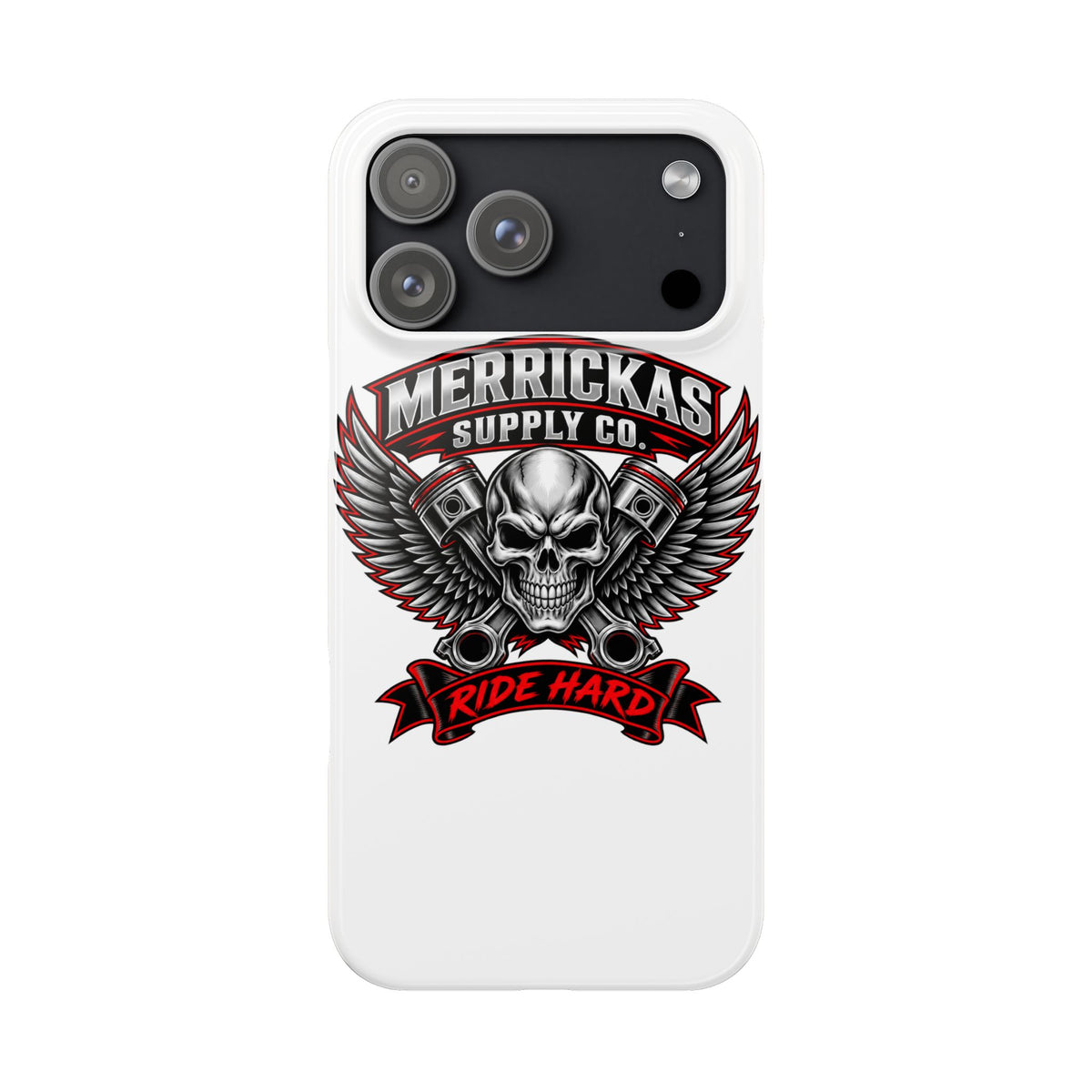 Merrickas Ride Hard Winged Skull Phone Case