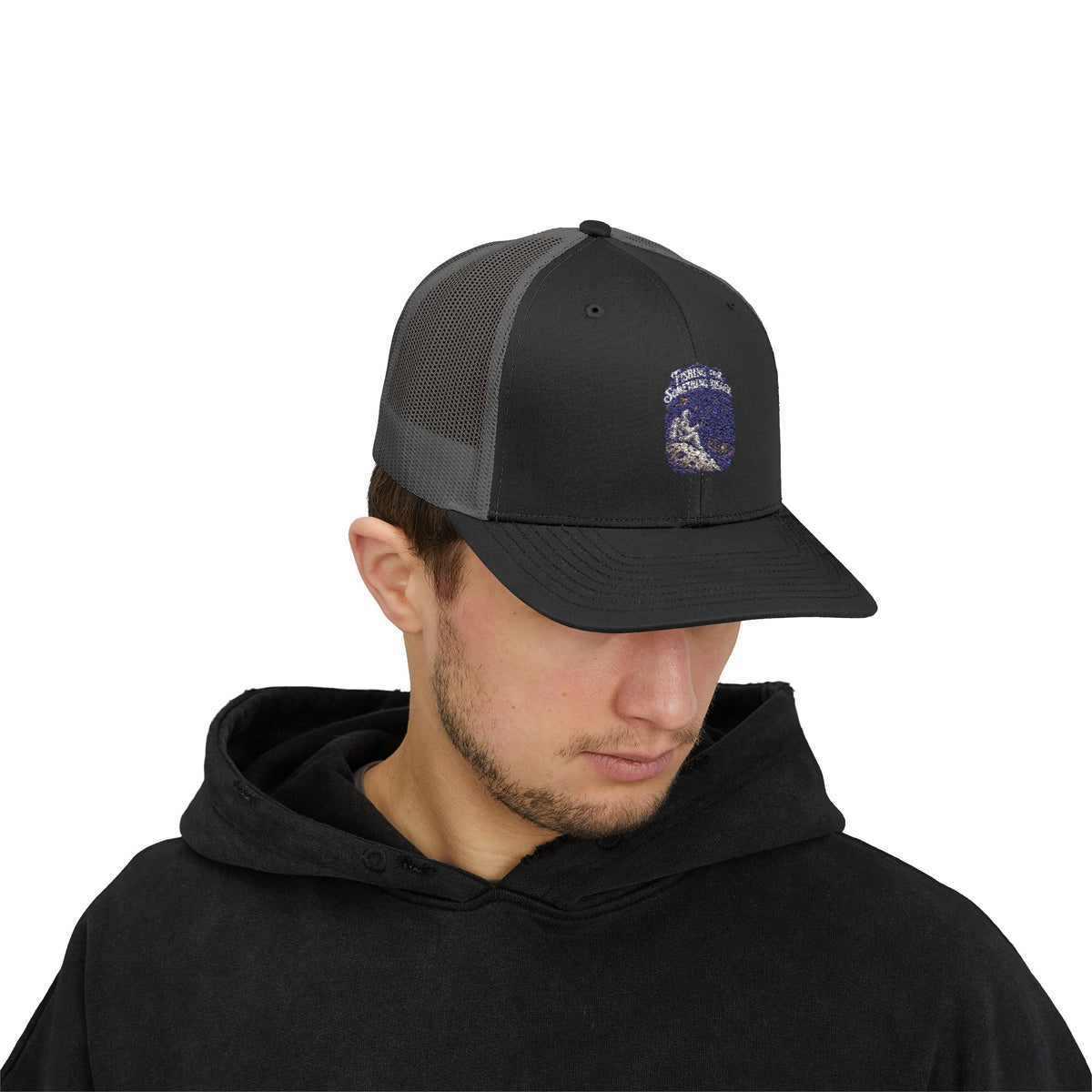 Fishing For Something Bigger Snapback Trucker Cap