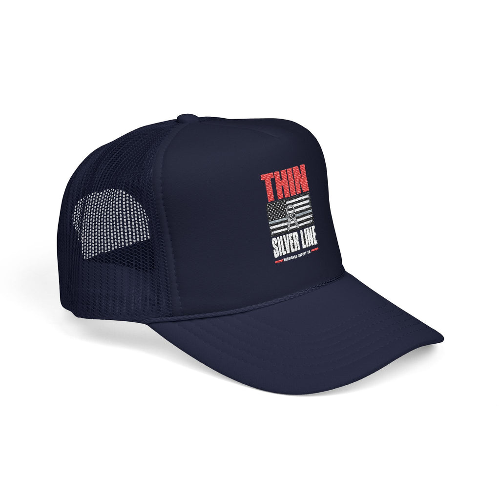 Thin Silver Line Foam Trucker Hat