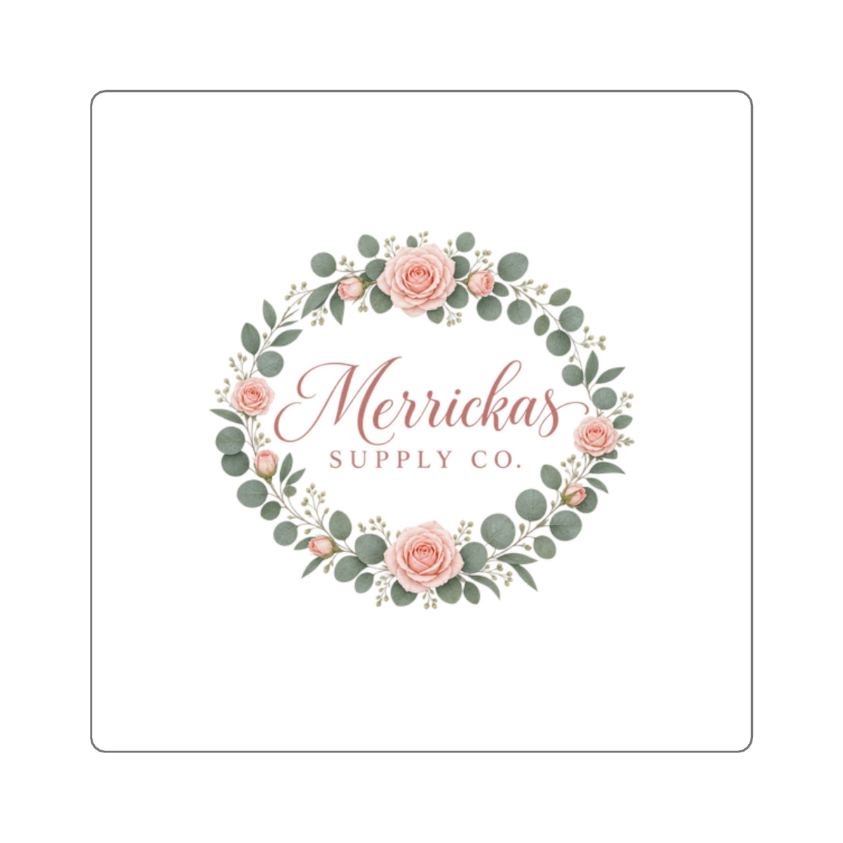 Merrickas Rose Wreath Script Sticker