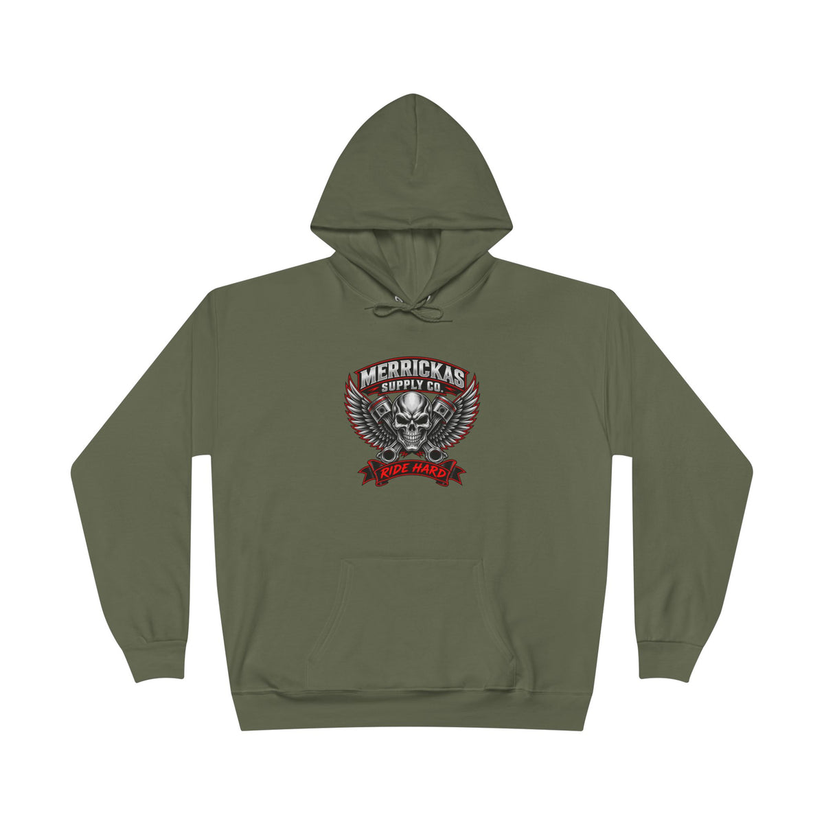 Merrickas Ride Hard Winged Skull Hoodie
